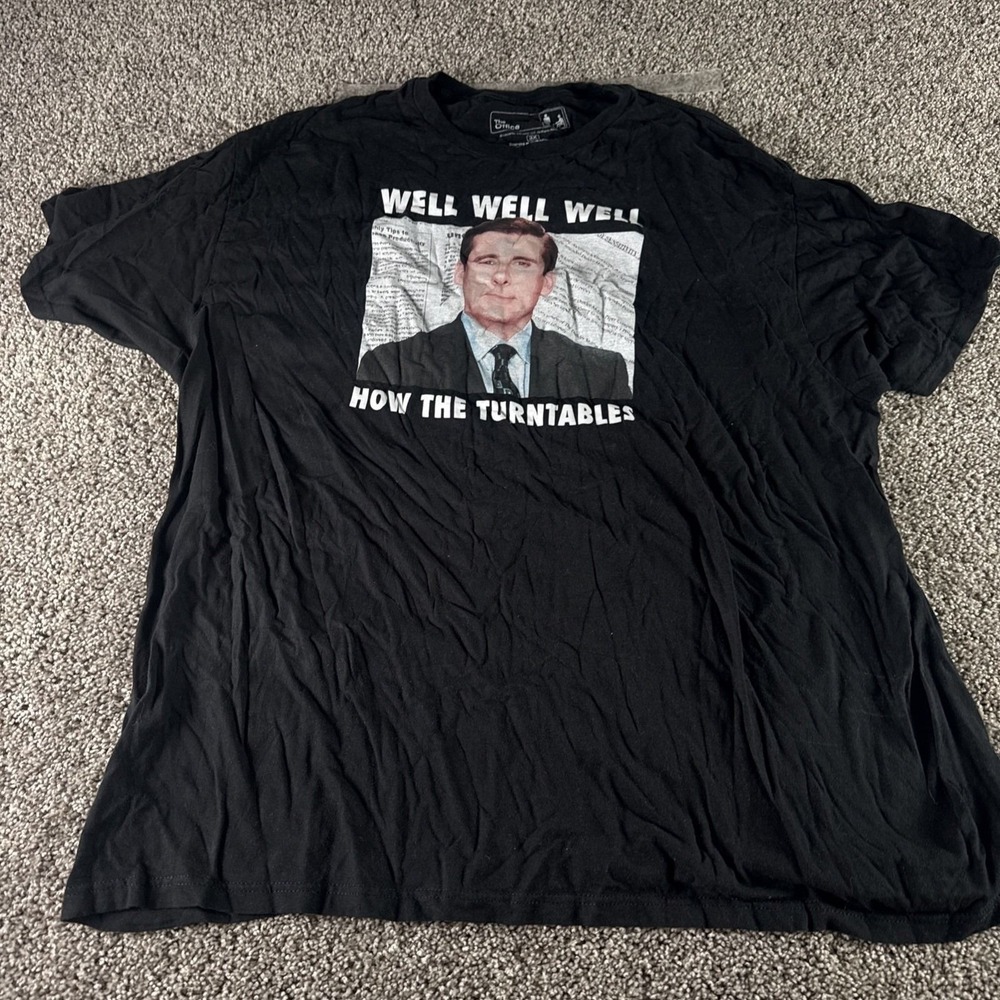 The office 3XL Michael Scott Well Well Well Tshirt Black Steve Carell